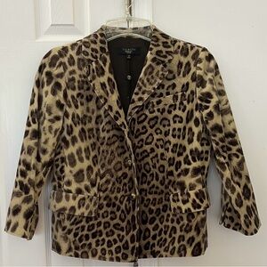 Talbots Leopard Animal Print Lined Blazer Sz 12P | Color: Brown/Cream